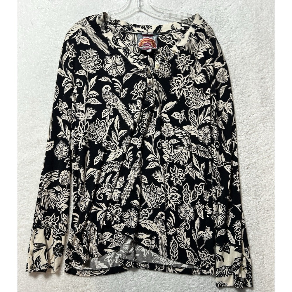 Johnny Was Los Angeles Women's Multicolor Black/White 2XL Rayon Blend Top (C6)
